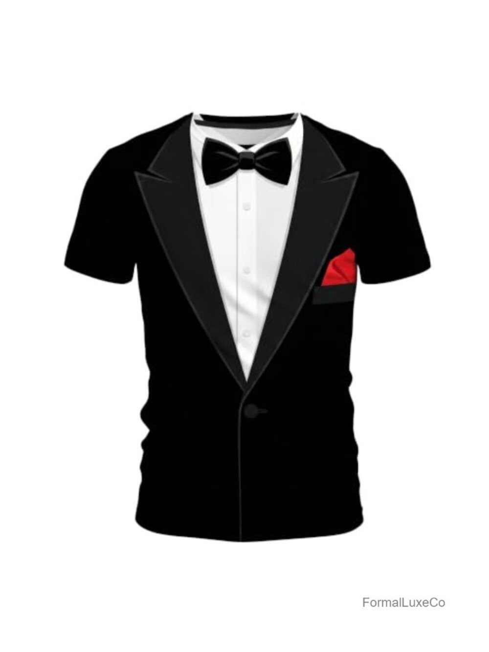 Men's Funny 3D Tuxedo Graphic T-Shirt Short Sleeve Crewneck Novelty Tee